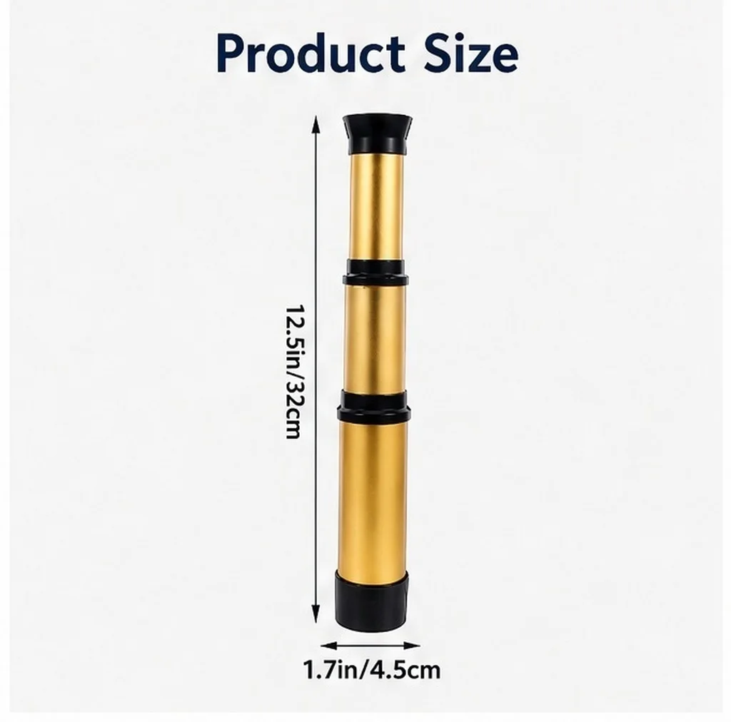 Retractable Telescope for Nature Observation Science Experiment Educational Tool Magnifying Scope Golden Plastic
