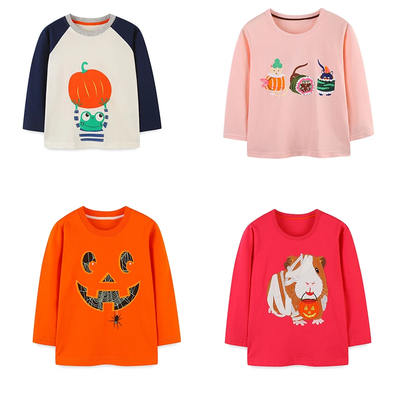 

Halloween 2-7T Pumpkin Cotton Children's Long Sleeve Tshirts For Autumn Winter Boys Clothes Toddler Tops Shirts