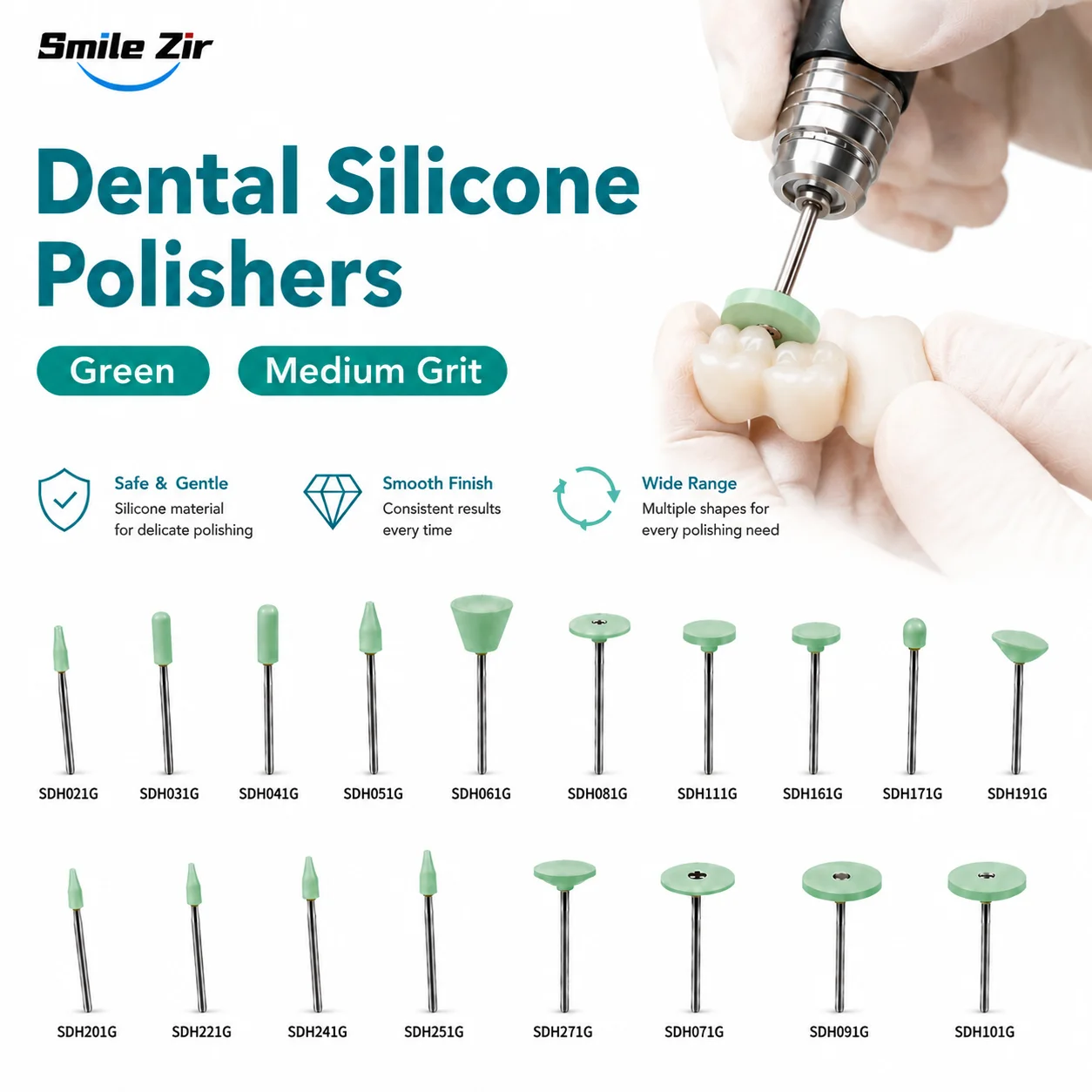

Dental Ceramic Diamond Polisher Medium Grit for Zirconia Porcelain Grinding Tools Dental Lab Grinding Stones Cutting