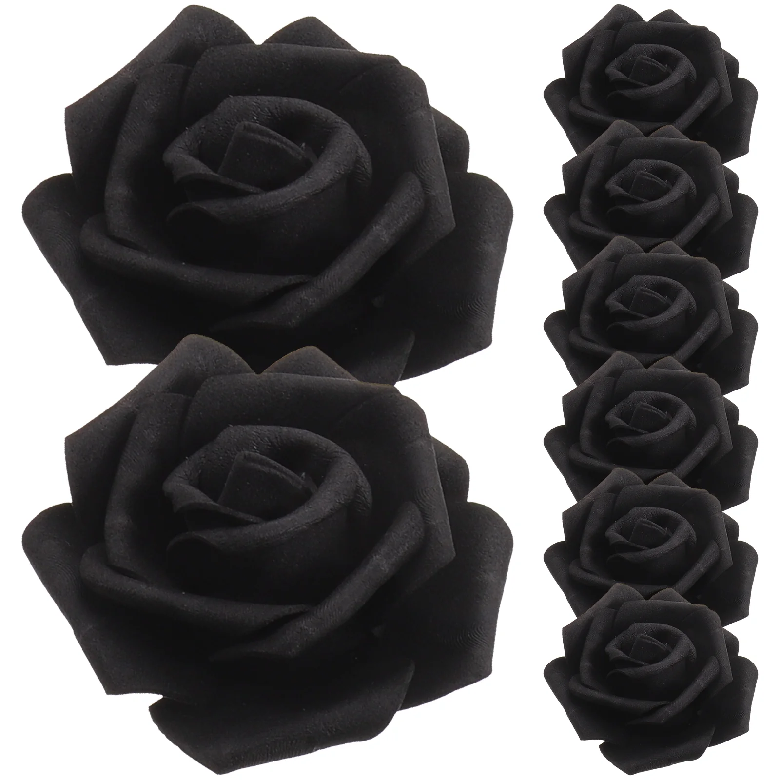 100 Pcs Black Decorations Decor Faux Fake Roses Foam Decorate Black Flowers Bulk Bride Faux Roses