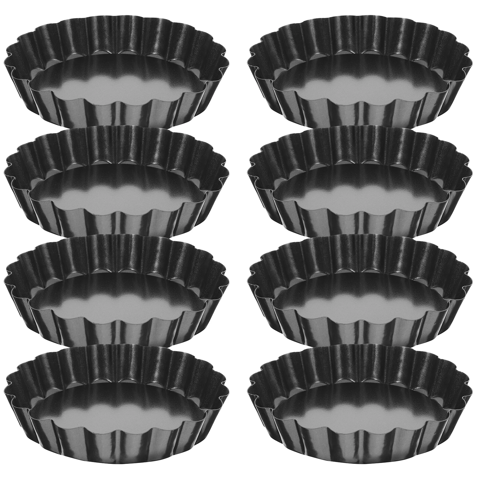 

8pcs Black Carbon Steel Mini Tart Pans Removable Bottom Egg Baking Tray for Dessert Making Kitchen Tools