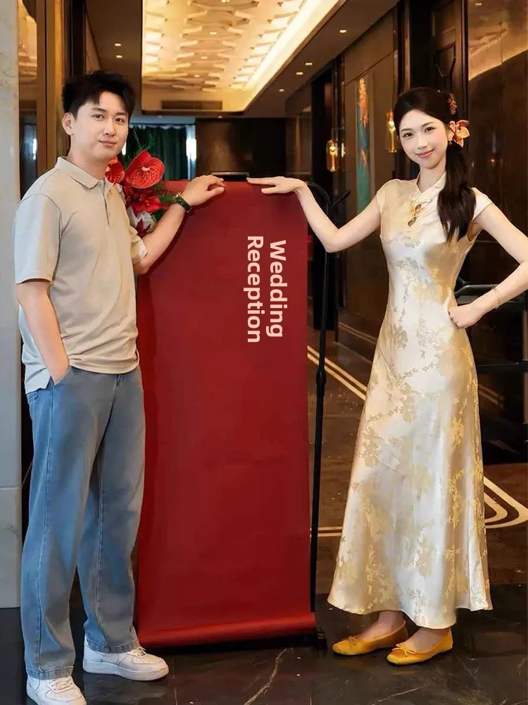 

Ele Chinese Sle Wedding Dr New Bridal Gown Floral Embroidery Qipao Long Evening Gown for Engagement And Wedding