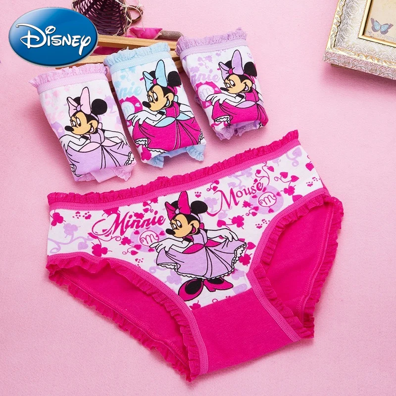 Disney Cartoon Minnie Girls Panties Comfortable Pure Cotton Triangle Pants Random 1pcs Kids Underwear for Girls Birthday Gifts