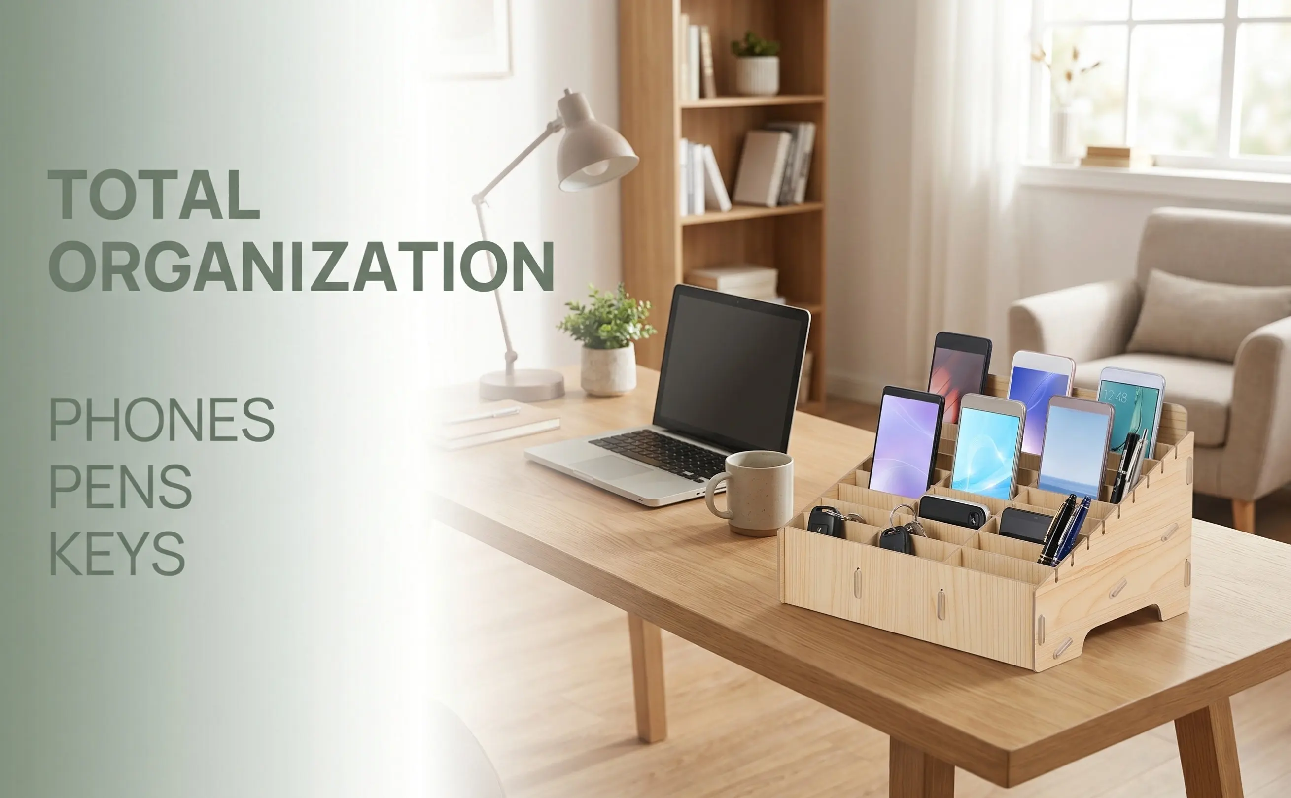 Cell Phone Management Box Wooden Multi-Grid Storage Organizer for Classroom Conference Study Room Phone Holder 30 Grids