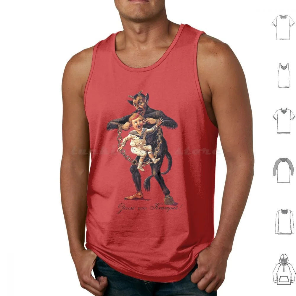 Gruss vom (Grüße von) Krampus Tanktops drucken Baumwolle Weihnachten Krampus Urlaub Feiertage frohe Feiertage Dezember