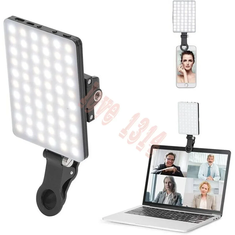 LED Portable Clip on Light Rechargeable Selfie Light with Front Back Phone Clip For Tablet Laptop Phone