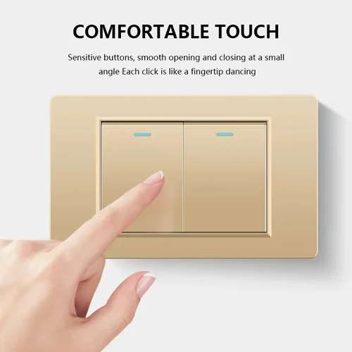 Imagen 2 del producto 118 tipo Brasil Corea AU EE. UU. Interruptor de luz de pared estándar 16A Panel de PC encendido apagado 1/2/3/4/Gang interruptor de botón basculante de 2 vías