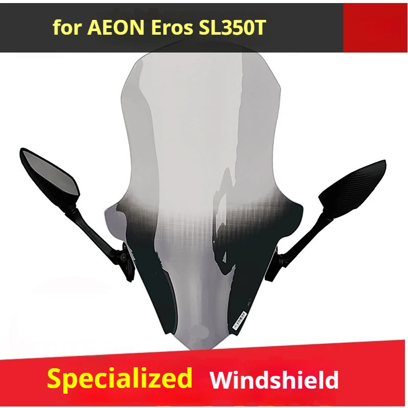 For AEON Eros SL350T Maxi‑Scooter Modified Front Windscreen, Heightened Enlarged Wind Deflector Panel With Mirror Relocate Mod P