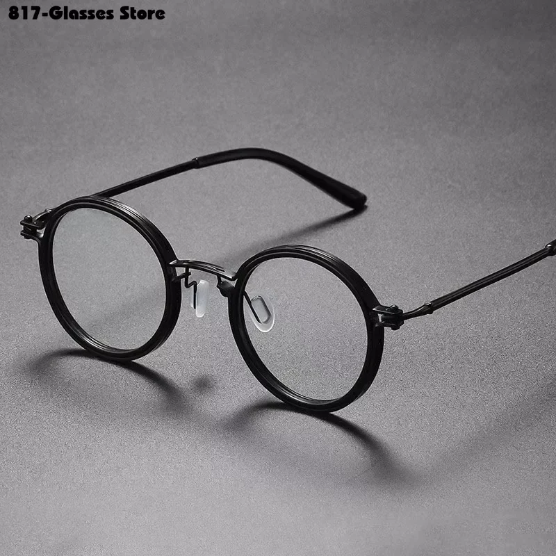 Retro Fashion Reading Glasses Men's Round Punk Style Metal Anti Blue Light Presbyopic Eyewear Unisex +1.0 To +4.0