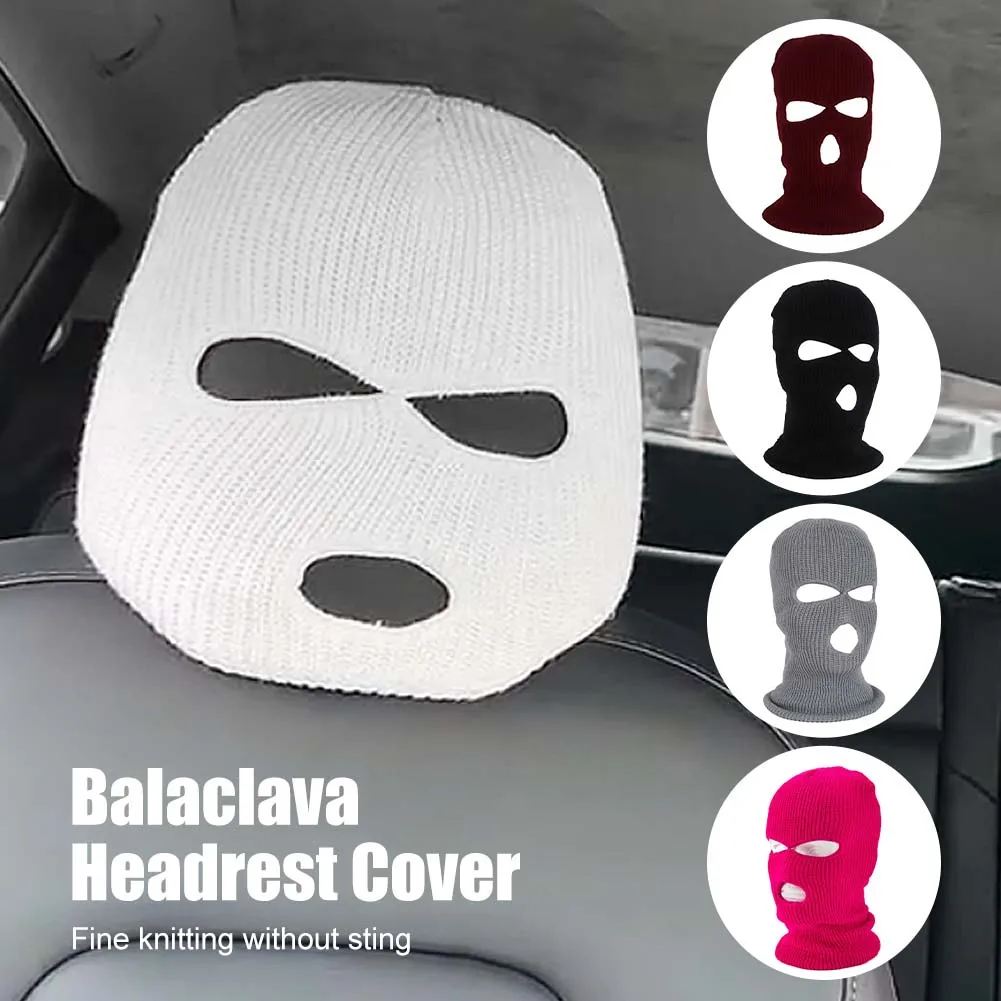 Universal Car Seat Headrest Cover Balaclava 3Hole Full Cover Halloween Christmas Funny Car Decoration For Tesla BMW Benz Nissan