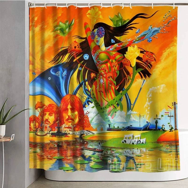 Art Nouveau Shower Curtain Lucy In The Sky Attractive Women Waterproof Fabric Orange Color Bathroom Decor With Hooks