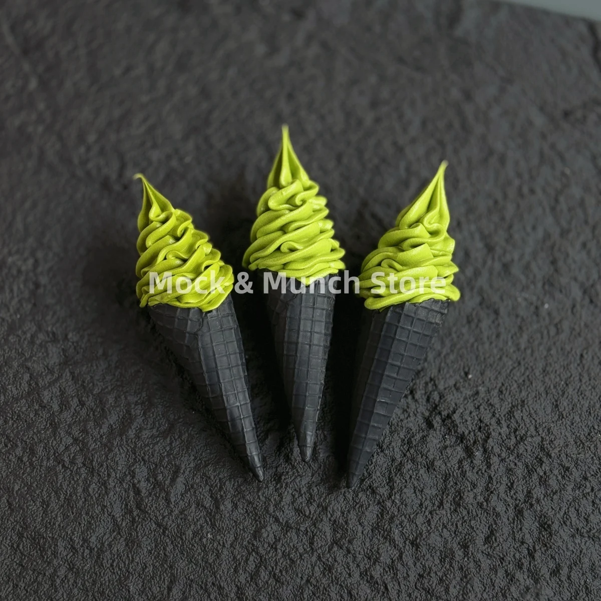 

Fake Black Matcha Ice Cream Cone - Luxury Dessert Model, Realistic Japanese Wagashi Decor, Photography Prop