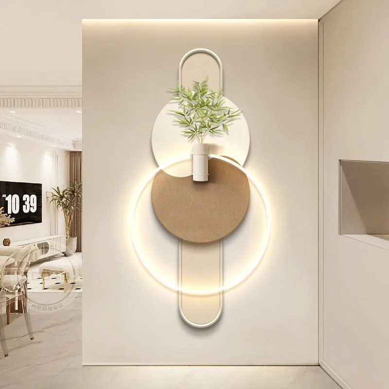 Three dimensional sandstone entrance decoration painting, high-end and minimalist, corridor hanging painting, entrance wall lamp