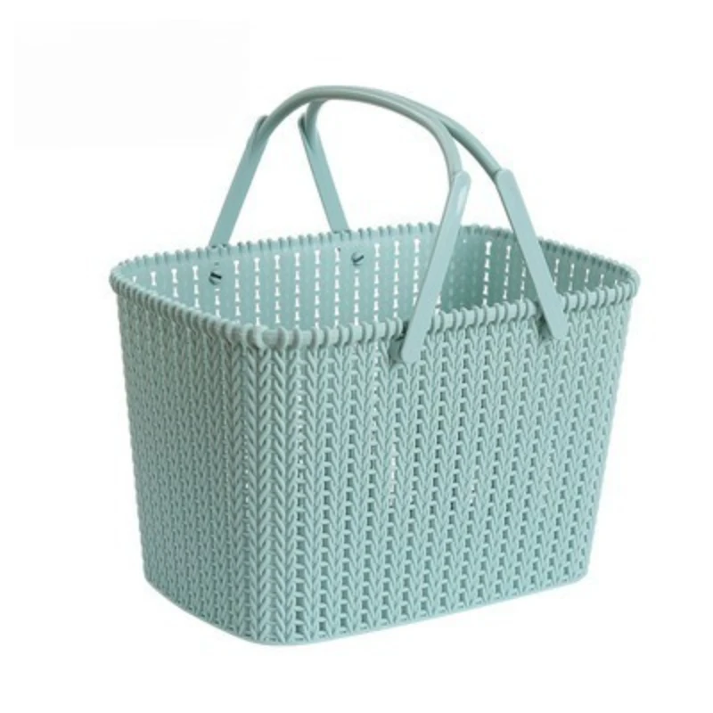تقليد الروطان سلة التخزين المنسوجة المحمولة هلام الاستحمام سلال الشامبو منظم أدوات التجميل الفاكهة الخضار اللعب سلة اليد #6