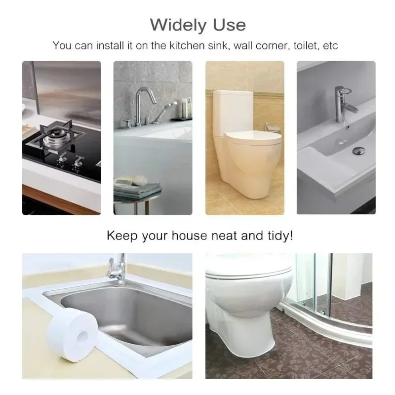 Tape PVC Material Sink Crack Strip Kitchen Bathroom Bathtub Corner Sealing Tape Waterproof and Mildew Proof Adhesive Sealing