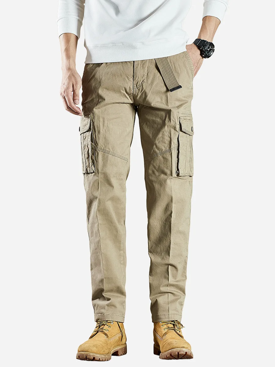 

Мужские свободные прямые хлопковые рабочие брюки большого размера, повседневные брюки с несколькими порами, весна-лето, новинка Sle Faionable