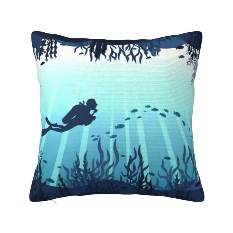 Deep Sea Caveran Diver Throw Pillow Covers Living Room Decoration Cute Dive Explore Outdoor Cushions Square Pillowcase