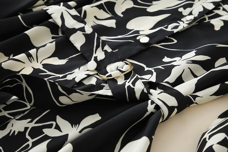 E Vestido Largo de Satén Ne Estampado con Chifón, Estilo Diosa, Nueva Versión de Moda Otoñal, Ropa Premium para Mujer