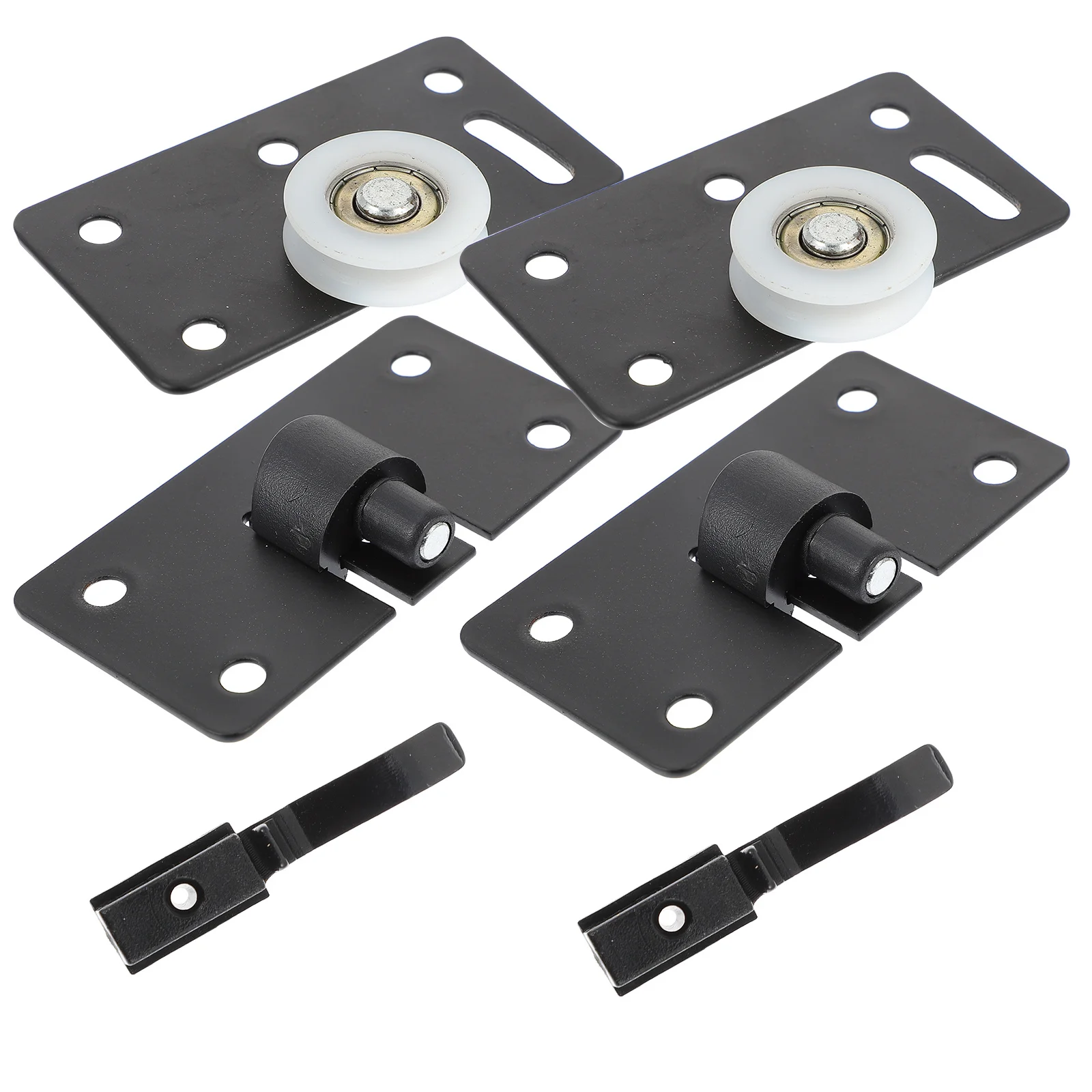 

4Sets Sliding Door Rollers Heavy Duty Smooth Rolling for Wardrobe Cabinet Silent Buffer Design Furniture Door Wheel Kit