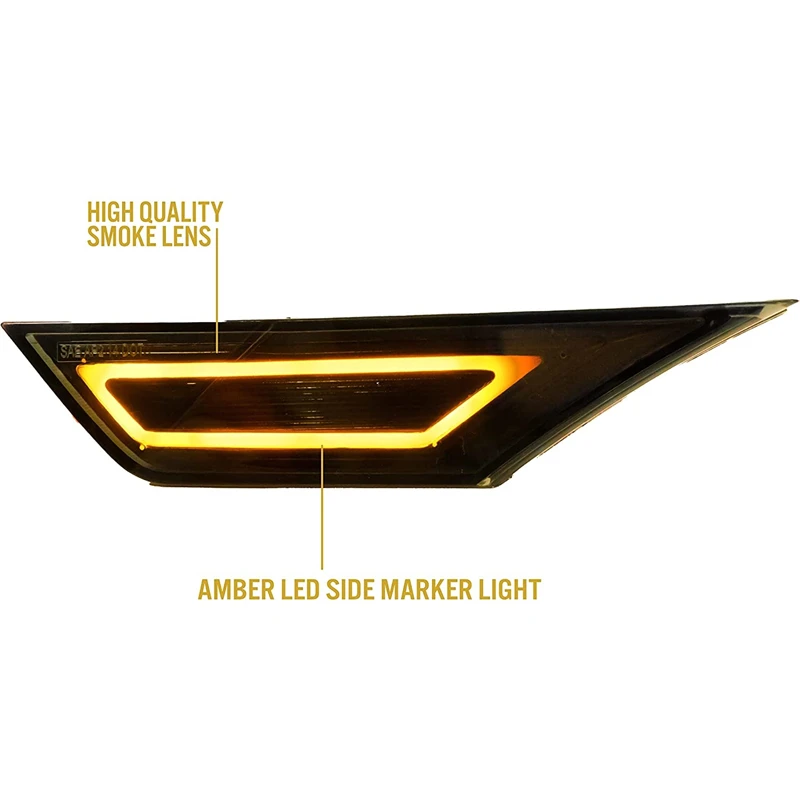 2Pcs Smoked Lens For Honda Civic 2016 2017 2018 2019 2020 2021 Full Led Side Marker Light Running Light Position Light