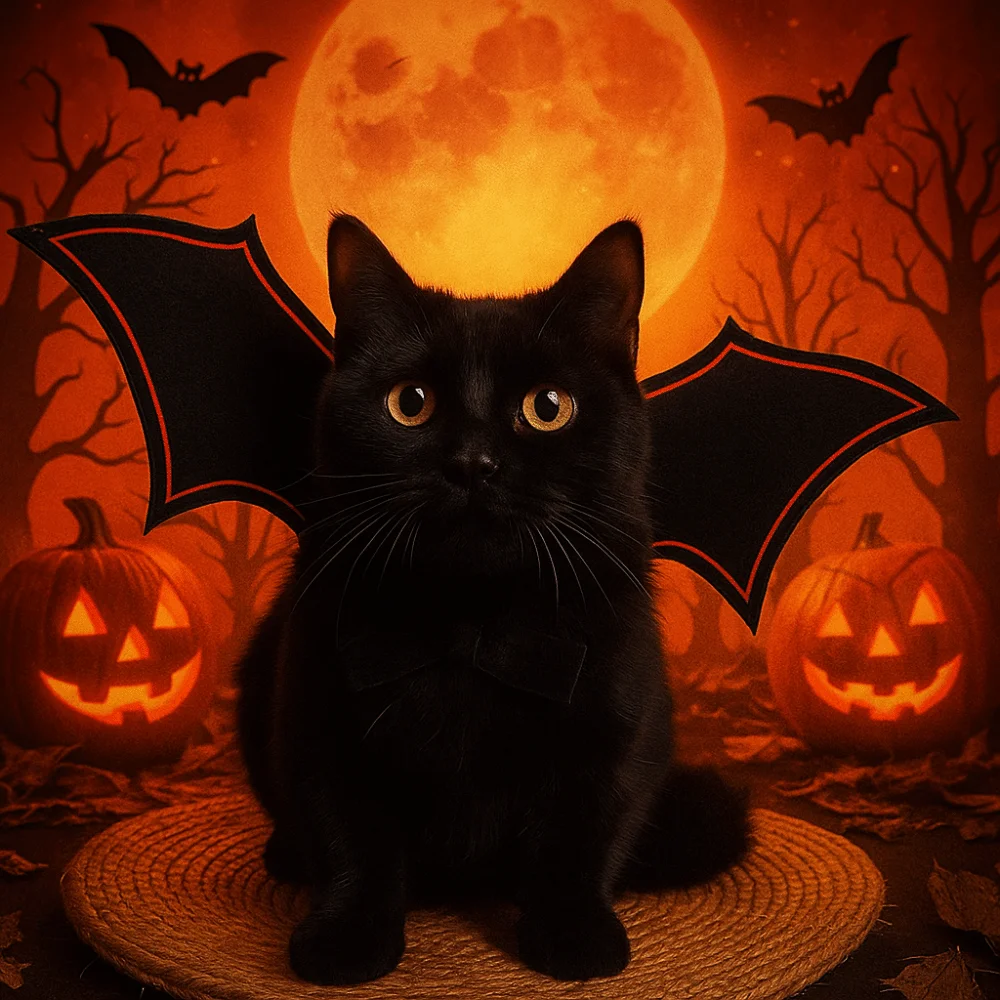 

Felt Cloth Halloween Cat Costume Adjustable Polyester Cats Bat Wing Soft Cosplay Clothes Halloween Party Supplies Pet Supplies