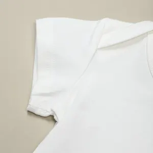 Recém-nascido Branco Manga Curta Onesies, Roupas de Bebé Menino, Casual Cozy Home Clothes, Bonito Toddler Romper, 0 a 24 meses, Atacado, Novo 10 principais vendas roupas de bebe no atacado - №3