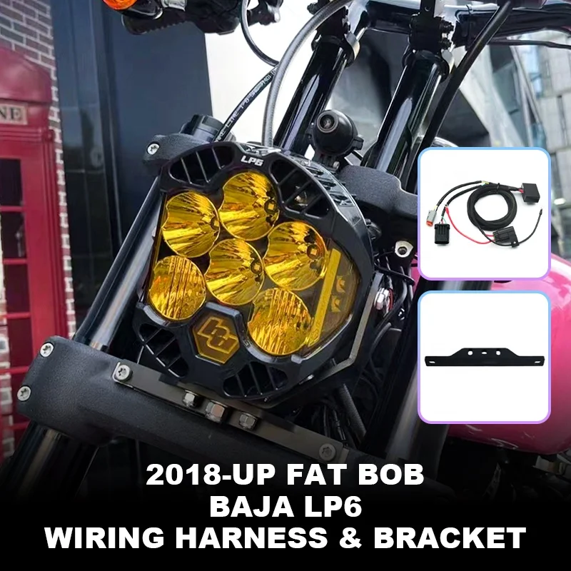 Baja LP6 Arnés de cableado y soporte de faros de luz suave para motocicletas HD Softail Fat Bob de 18 y posteriores, perfecto