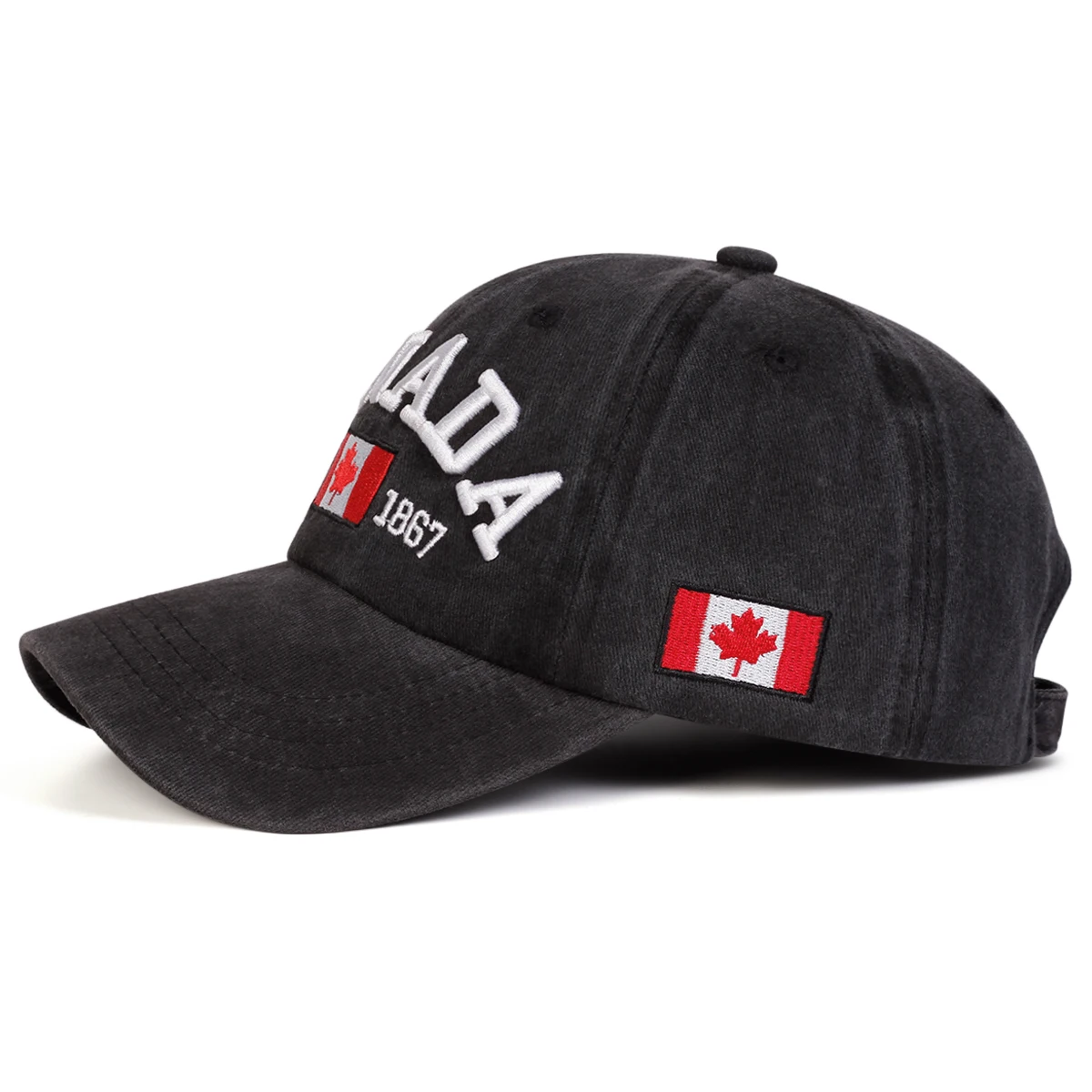 Unisex KANADA Brief Stickerei Waschen Baseball Caps Frühling Herbst Outdoor Einstellbare Casual Hüte Sonnenschutz Hut Sport Kappe – Detail 3