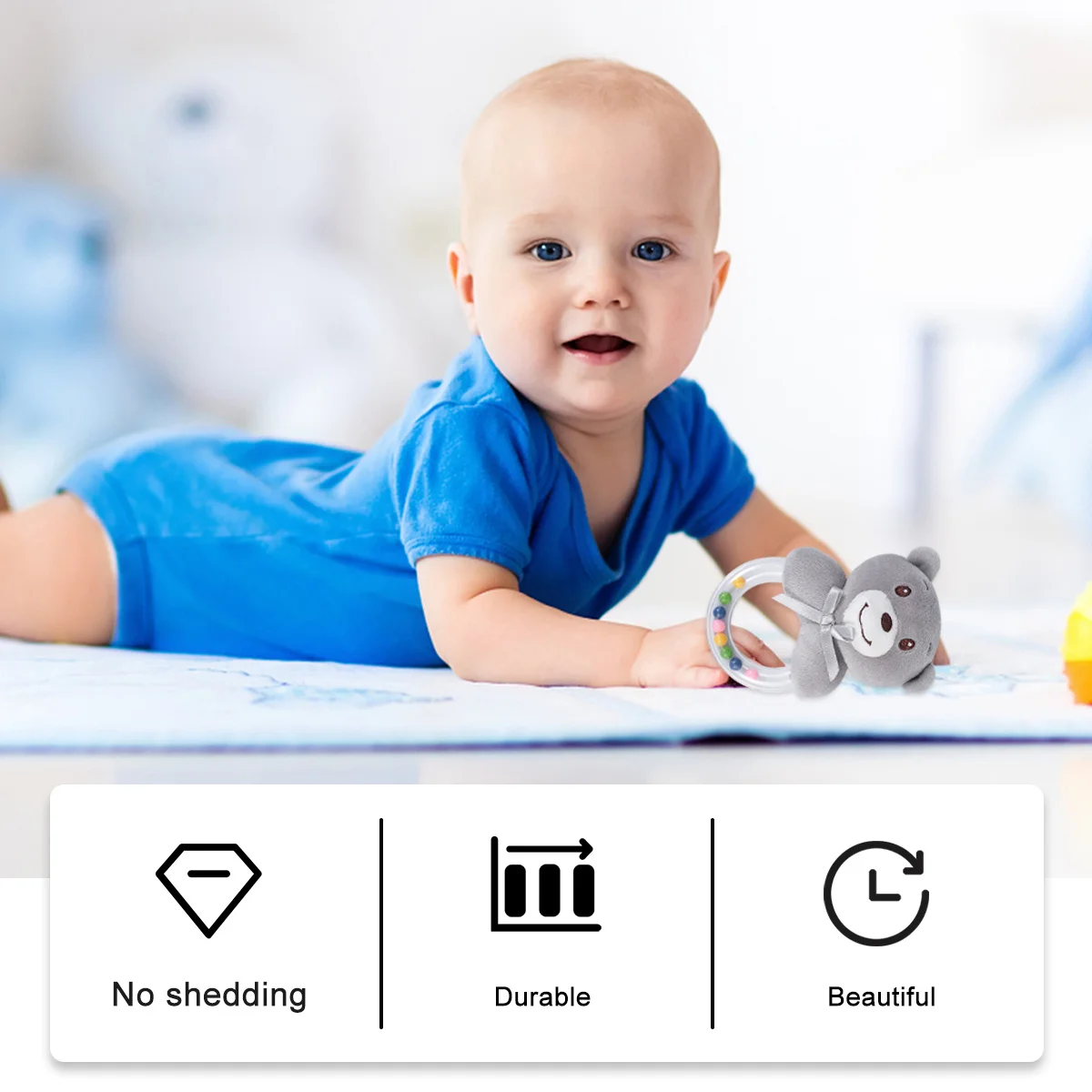 1Pcs Baby Hand Rattle Musical Ring for Infant Sensory Development Portable Lightweight Rattle Shaker