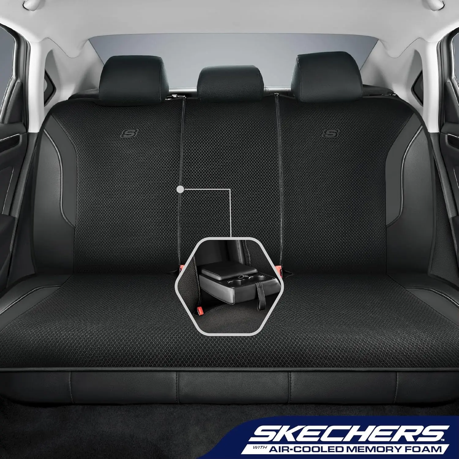 Memory Foam Car Seat Covers with Air Cool Mesh, Thick and Airbag Compatible for Most Vehicles in Black