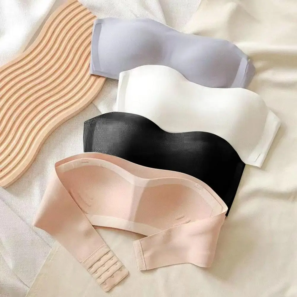 Wmen Invisible Bra Anti-slip Strapless Push Up Gathering Soft Breathable Back Closure Great Support Seamless Top Lady Underwear