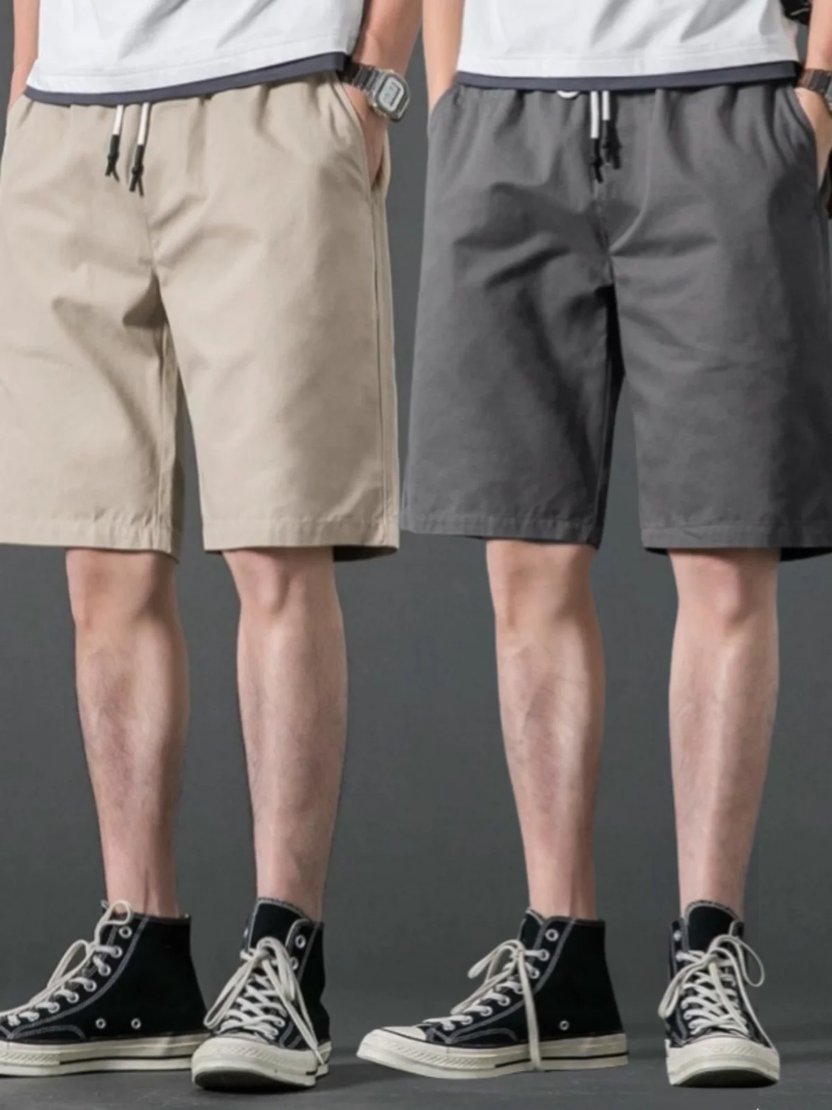 

Men's Summer New Sle Thin Loose Breathable Casual Sports orts Five-Quarter Length Straight Leg Polyester Fiber Youth Faion