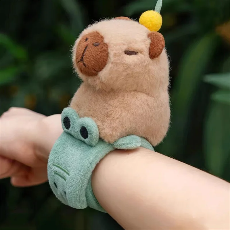 Capybara Clap Circle Toys Slap Snap Wrap Wristband Bracelet Capybara Plush Hand Ring Fun Pop Circles Kids Christmas Gift