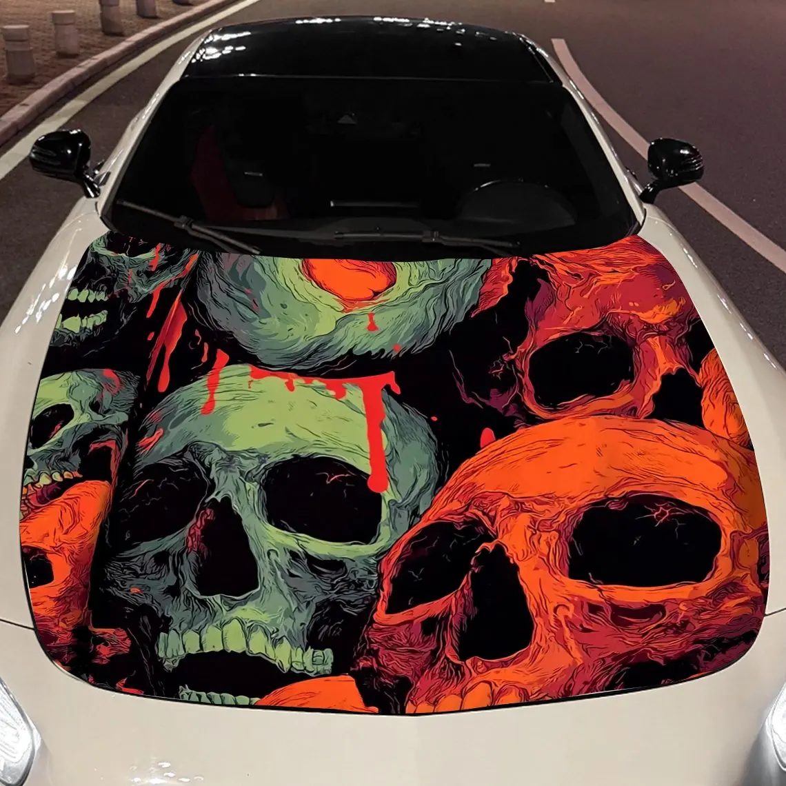 

Кровавый череп, упаковочная наклейка на капот автомобиля, материал ПВХ, самоклеящаяся водонепроницаемая, противоскользящая краска, доступ к внешней отделке автомобиля