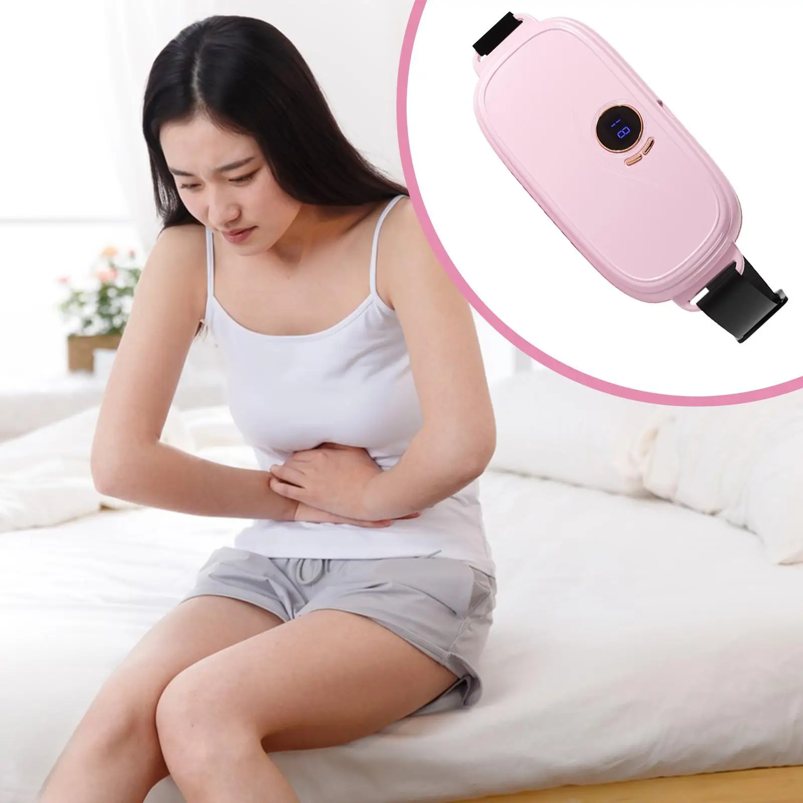 

Менструальная грелка, удобная для кожи, перезаряжаемая накидка на живот, прозрачный цифровой дисплей, теплый пояс для женщин и девочек, ее офис