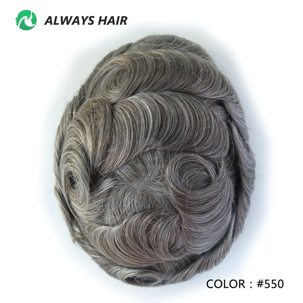 Onzichtbare Haarlijn Haar Systeem Unit Voor Mannen 0.03-0.04Mm Super Dunne Base Toupee Indian Human Hair Mens 'Topper pruik