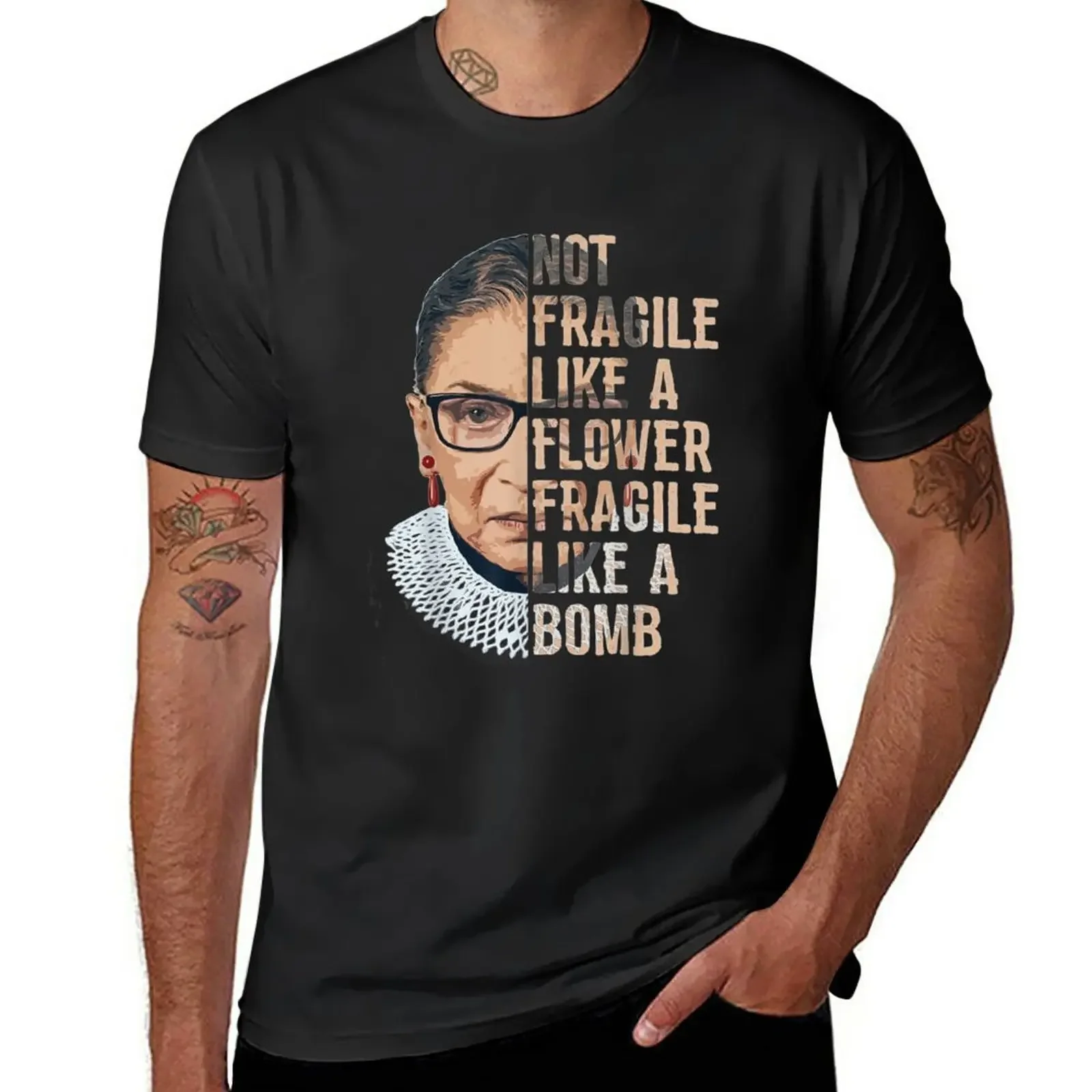 Not Fragile Like A Flower But A Bomb Ruth Ginsburg RBG T-Shirt Blouse sweat Aesthetic clothing heavyweight t shirts for men