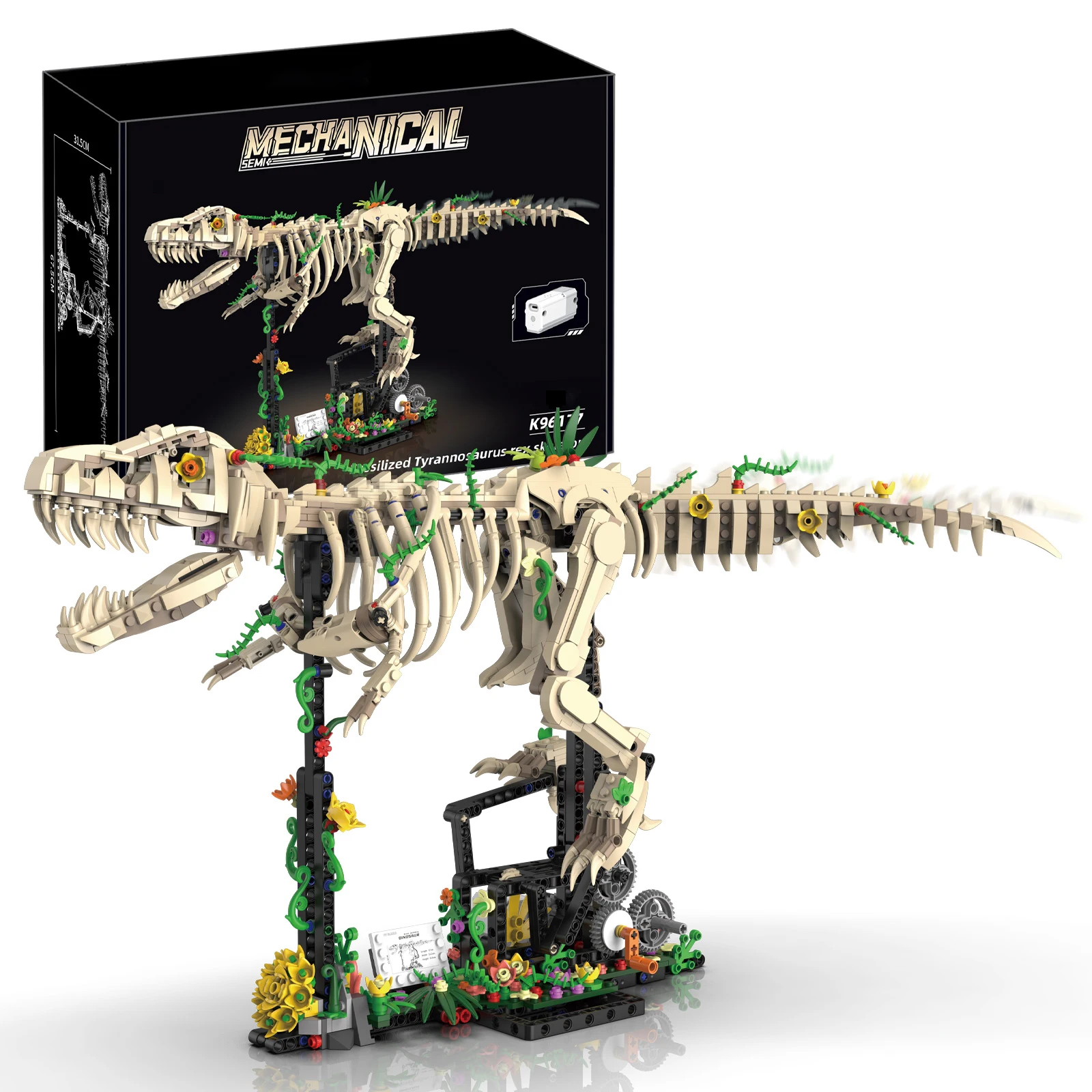 مجموعة ألعاب مكعبات بناء نموذج ديناصور كهربائي مقلد، تمثال لعبة تجميع تيرانوصور ريكس، هدية عيد ميلاد للأطفال #6