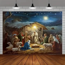 Decorative Arts: Jesus Birth Scene Wall Carving - Durable Party Photo Background for Festival Celebrations