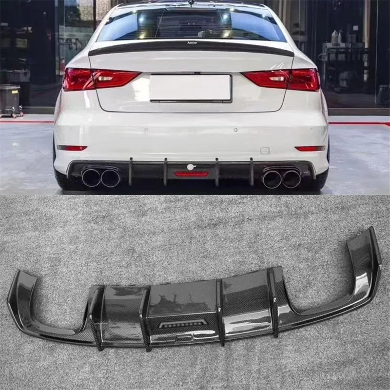 

Для Audi S3 A3 спортивная версия седан 2013-2016 задний бампер из настоящего углеродного волокна, диффузор, разветвители выхлопных газов, спойлер, комплект кузова
