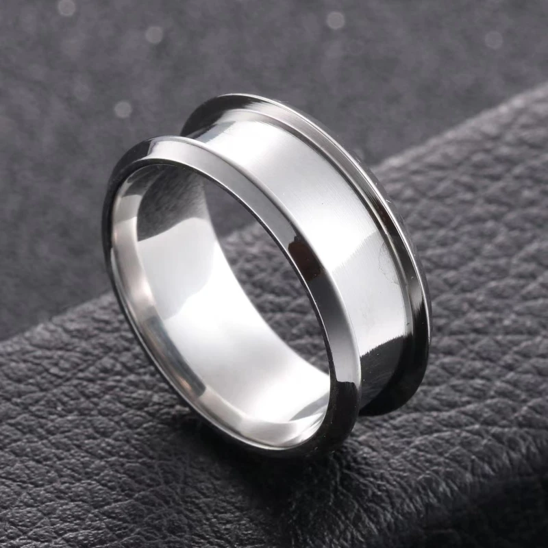 New 6Pcs/set 8mm Stainless Steel Grooved Finger Ring Core Blank for Inlay Ring Jewelry Making Polished Comfort Grooved Ring