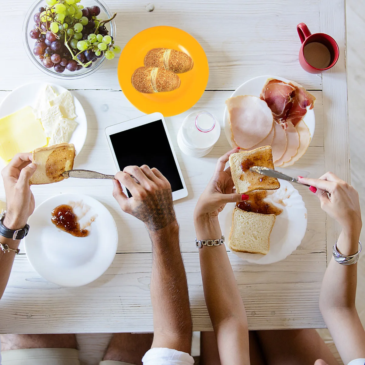 

4pc Kitchen Round Plates Melamine Material Eco-Friendly Colorful Flat Plates For Food Safe Dining Tableware Set