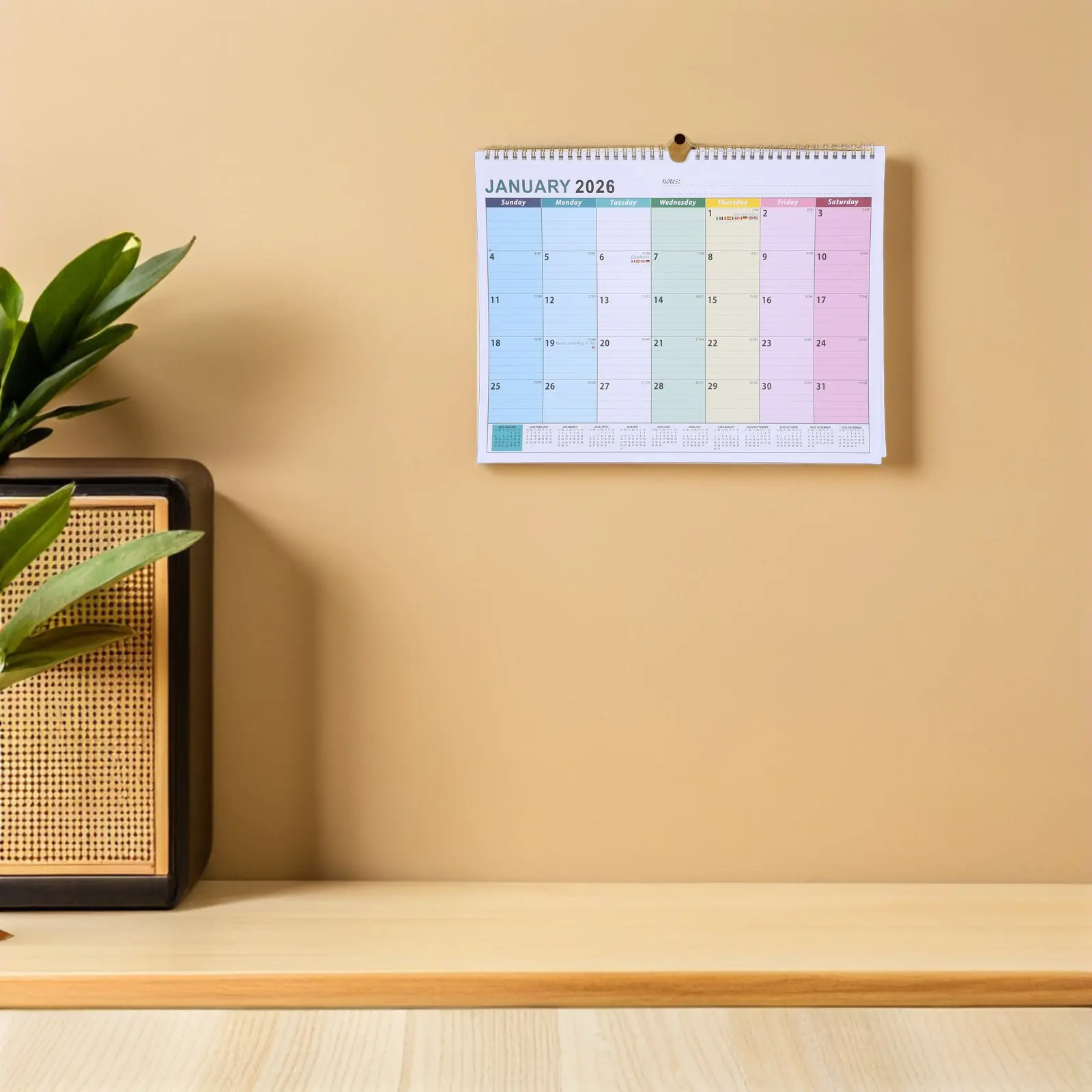 

2026 Wall Monthly Scheduling Calendar Large Weekly Planner Decorative Hard Paper Hanging Daily Planning Holiday