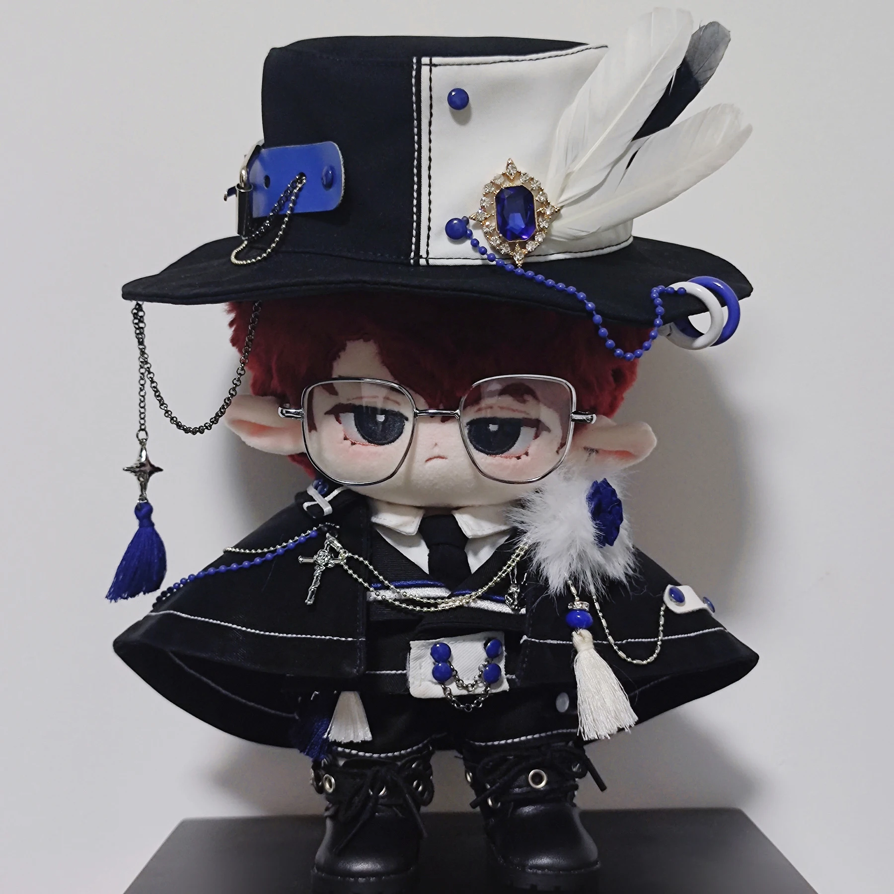 Original Bule Gentleman Handsome Cool Hat Uniform Clothes Suit 20cm Plush Doll Change Clothes Outfit Accessories Cosplay Gift