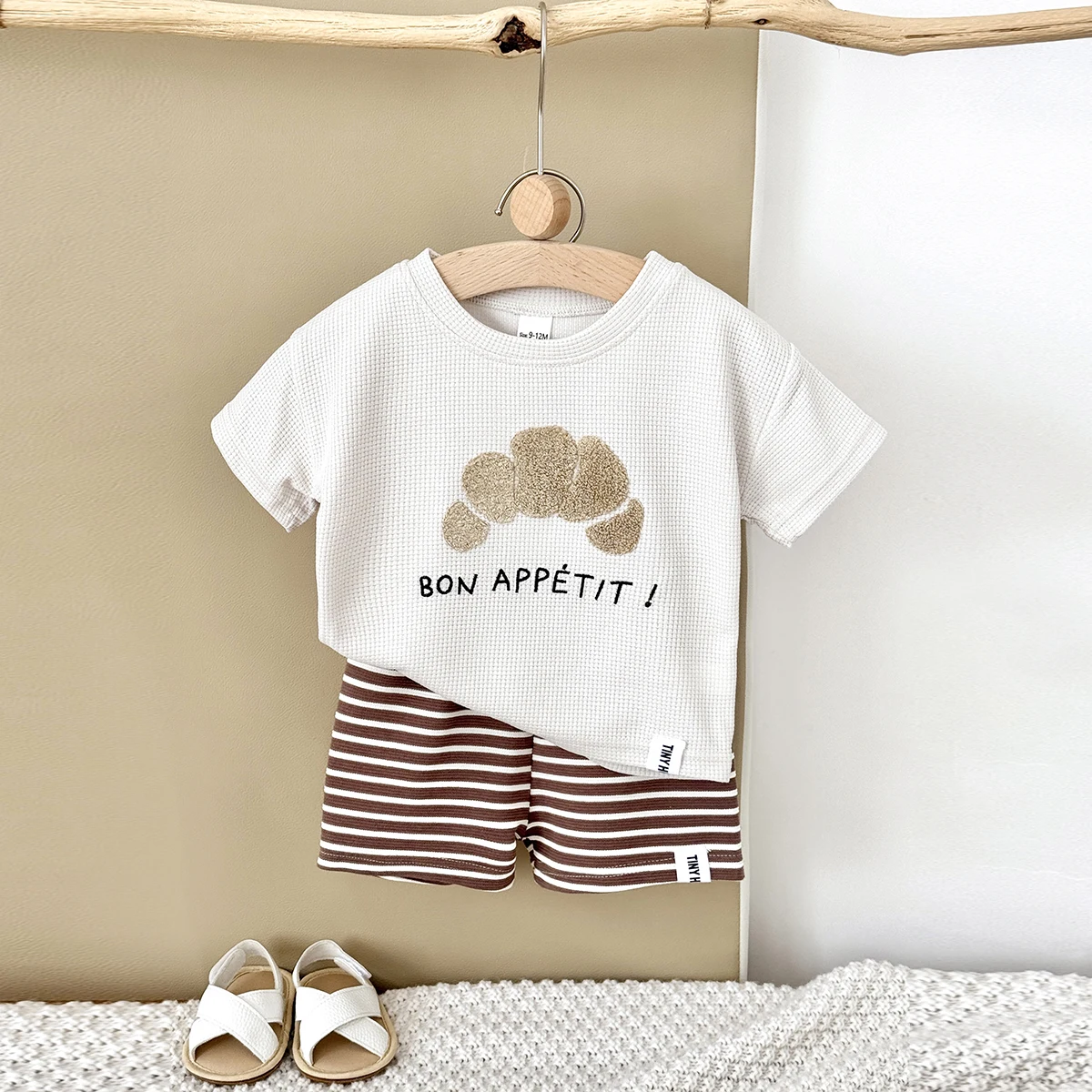 Summer Korea Baby Boys Suit Waffle Cookies Towel Patchwork T-shirts+Shorts Girls Casul Infant Sets Toddler Clothes 2Pcs/Set