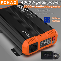 FCHAO Pure Sine Wave Inverter Power Inverter,DC 12Vto AC V, Continuous Power 2000W, Remote Controller for Home and Rvs