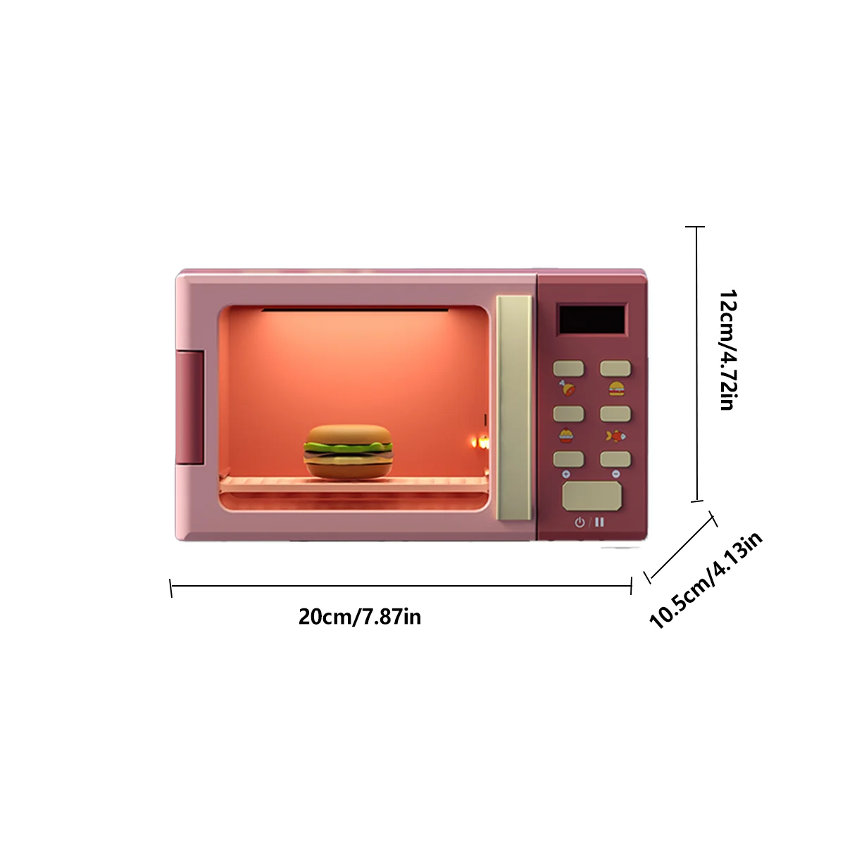 Toy Microwave Oven Playset with Light and Sound, Toy kitchen Appliances for Kids, Play kitchen accessories and Toy Food for Kids