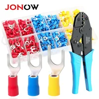 460 Uds terminales de crimpado de horquilla conectores de Cable eléctrico M4/M5/M6 terminales de pala en caja Cables de empalme rápido para tornillo de conexión