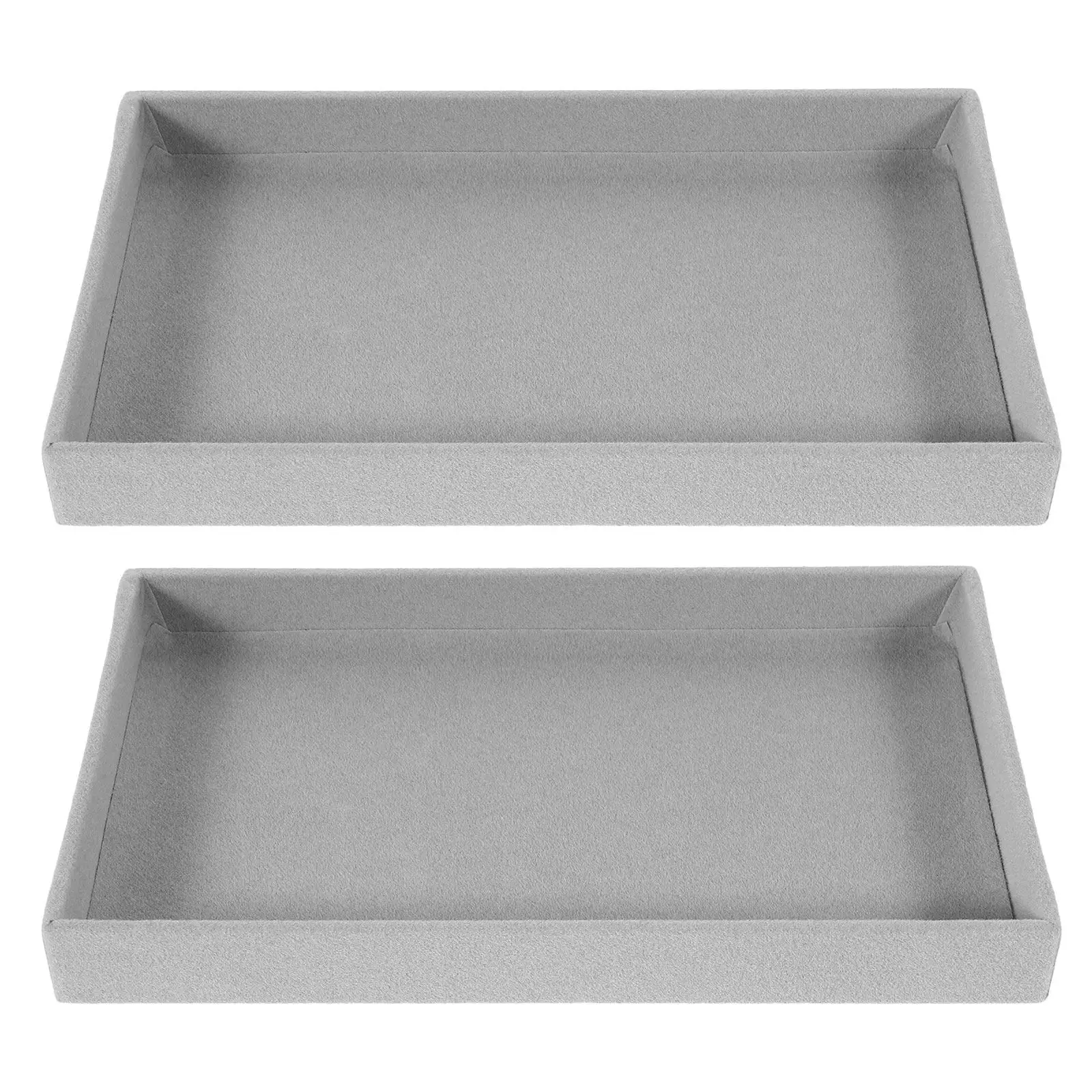 2Pcs Jewelry Organizer Tray Gray Modular Drawer Insert Stackable Storage System Jewelry Display Tray for Dressers Closets Vanity