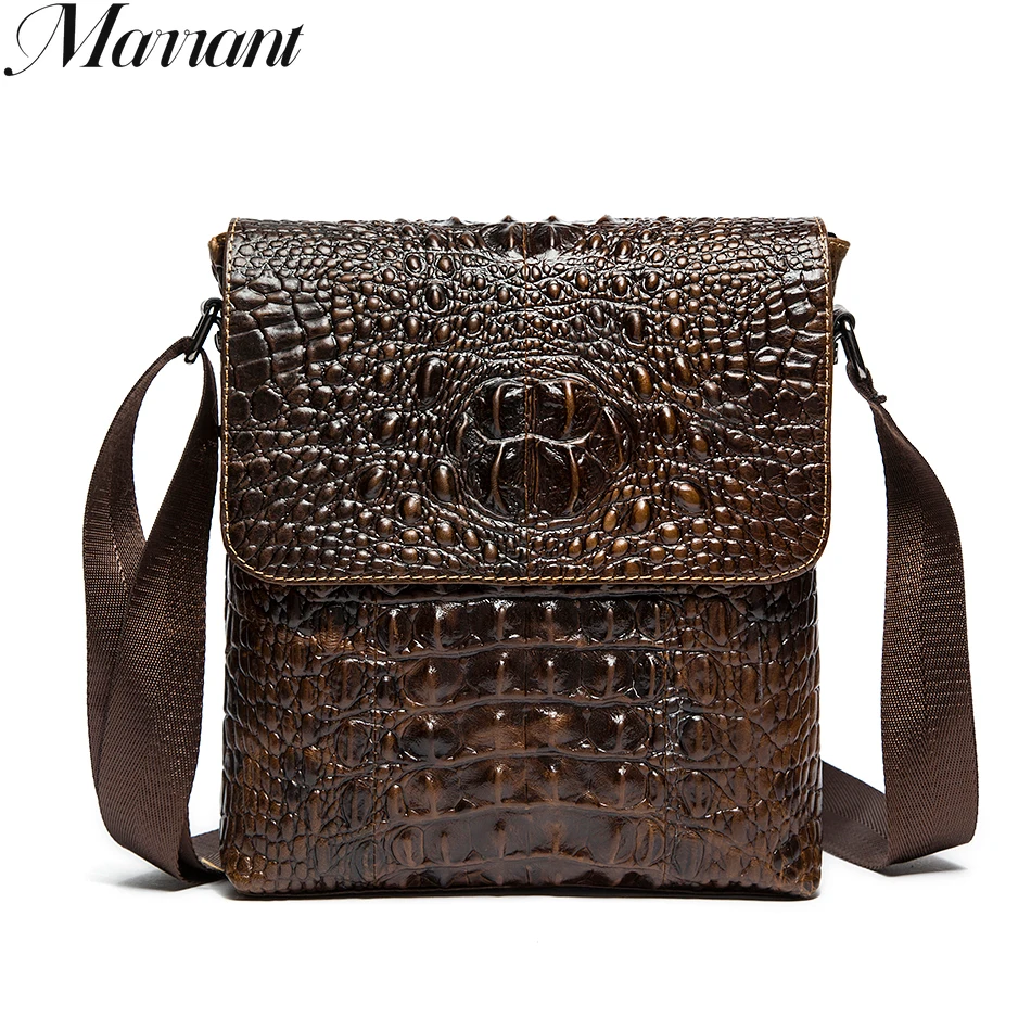 Marrant Brand Men\'s Crossbody Shoulder Bags Men Genuine Leather Crocodile Pattern Fashion Business Man Messenger Bag Alligator